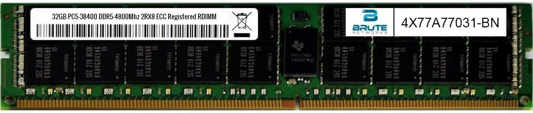 4X77A77031-BN - 32GB PC5-38400 4800Mhz 2Rx8 ECC Registered RDIMM Compatible with OEM PN# 4X77A77031