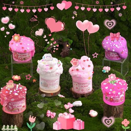 image for LAWOHO 6 Pack Slimes, Pink Slime Kids, Cloud Slime kit for Girls Ages 