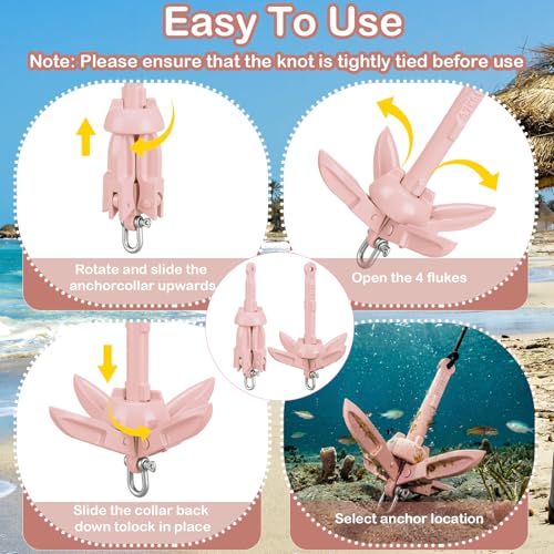Image of Lounsweer 2 Pack 1.5 /3.5 lb Marine Kayak Anchor Kit Folding Grapnel Anchor Kit Boat Kayak Fishing Accessories for Small Boats Kayaks Canoe Paddle Boards