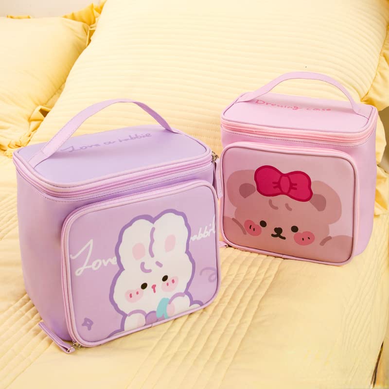 Miniatura 5 de Bolsa de cosméticos Kawaii linda para mujer, bolsa de maquillaje de viaje, bolsa organizadora de maquillaje, bolsa de aseo (rosa)
