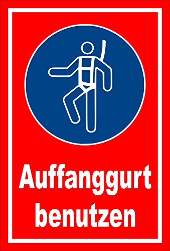 Preisvergleich Produktbild Schild - Gebots-zeichen - Auffang-gurt benutzen - entspr. DIN ISO 7010 / ASR A1.3 60x40cm mit Bohrlöchern / stabile 3mm starke Aluminiumverbundplatte S00361-036-D +++ in 20 Varianten