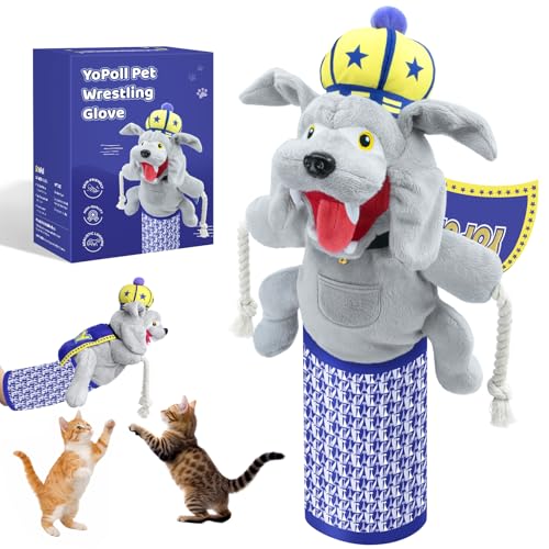 YoPoll Cat Wrestling Glove Toy with Sumo Wrestler Hand Puppet Cat Teaser Catsumo Boredom Busting Training and Exercise Toy for Kittens Indoor Cats