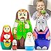 Lot de 5 poupées gigognes Petit Chaperon rouge - Matryoshka avec figurines de conte de fées - Petit Chaperon rouge - Jouets en bois