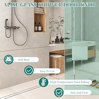 Alise Shower Door Handle, Sliding Shower Doors Knob, Heavy Duty Solid SUS304 Stainless Steel Knobs, One Sided Pull Hardware Replacement Parts for Bathroom Glass Doors, Brushed Nickel