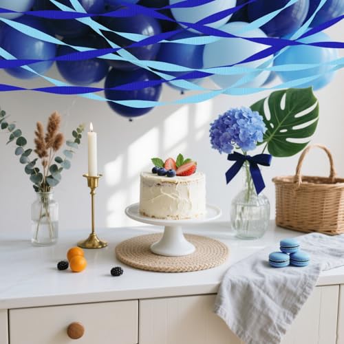 Image of 4 Crepe Paper Streamers Rolls, 328ft Pack of Royal Blue and Blue Crepe Paper for Birthday Baby Shower Wedding Graduation Party Decorations (1.8 inch x 82 ft /Roll)