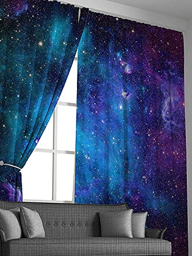 Loussiesd Galaxy Outer Space Curtains for Bedroom Living Room Starry Nebula Curtains Universe Galaxy Windows Drapes Astronomy Astrology Curtains for Kids Boys Girls Adults W52*L63*2 - Image 4