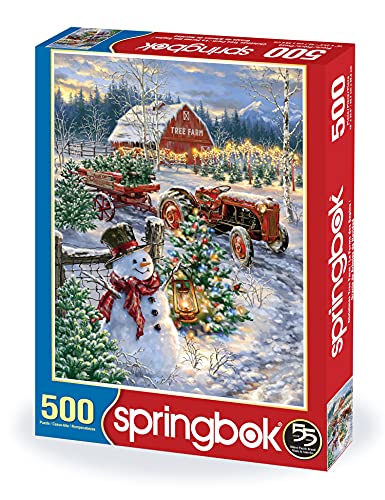 Puzzle de 500 piezas Springbok Christmas Tree Farm para adultos con piezas únicas, fabricado en USA con materiales ecológicos y ambientación navideña campestre miniatura 2
