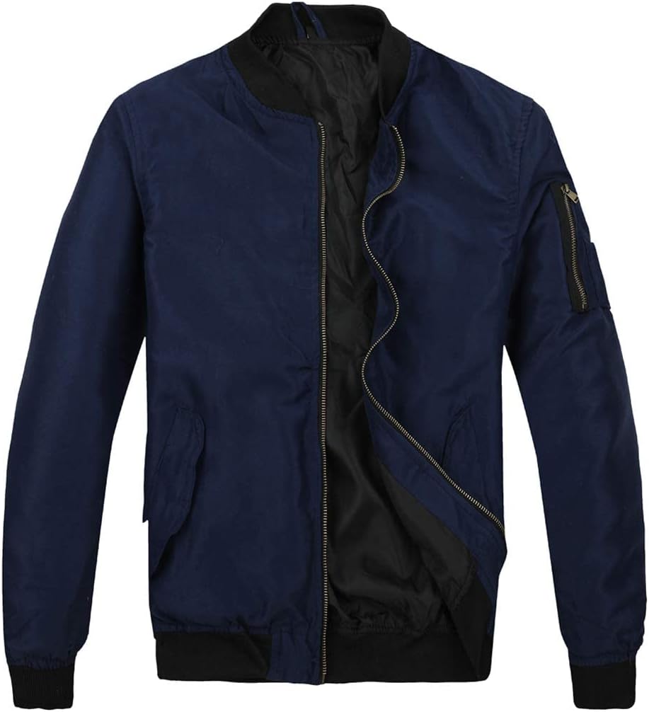 SUNDAY ROSE Mens Bomber Jacket Lightweight Casual Jackets Windbreaker Outwear