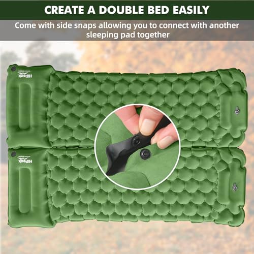 Image of HiiPeak Camping Sleeping Pad, Suede Top Camping Mat with Pillow, Built-in Foot Pump Inflatable Sleeping Pads Compact for Camping Backpacking Hiking Traveling Tent