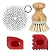 Cast Iron Cleaner kit, Wood Scrub Cleaning Brush, Stainless Steel Chainmail Scrubber, Pan Scrapers, Kitchen Cleaning