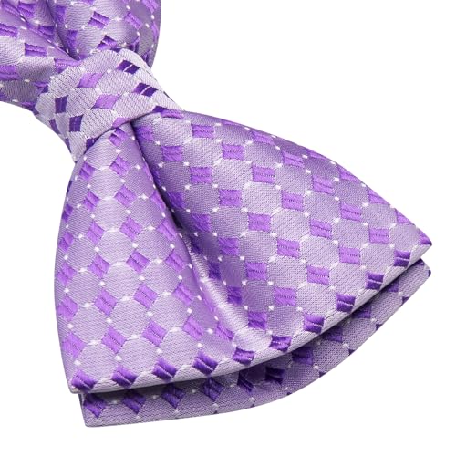 Image of Hi-Tie Bow Ties for Men Pre-Tied Pocket Square with Cufflinks Mens Bowtie Sets for Wedding Formal Party