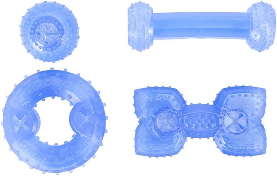 Juguete masticable refrescante para perros, juego de mordedor con diseños de mancuernas, hueso, círculo y bola, perfecto para cachorros