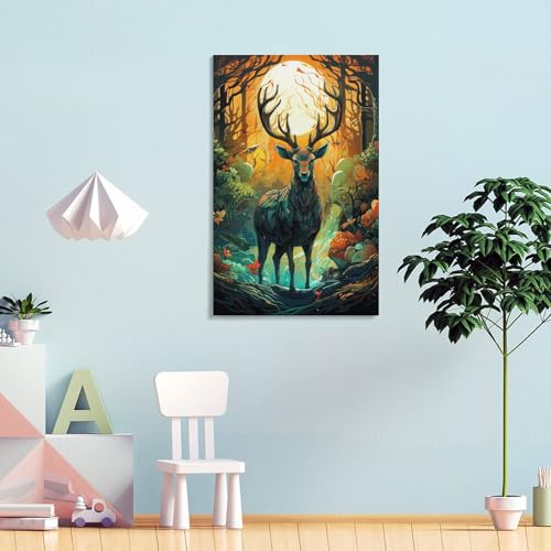 Impression sur toile élan déco murale moderne chambre 16x24inch