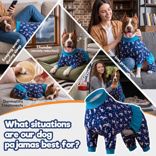 LovinPet Large Dog Pjs, Pullover Large Puppy PJs, White Print, Blue, XL by LovinPet - Used condition - Image 5