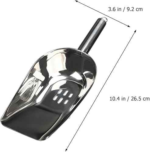 Miniatura 6 de Luxshiny Cucharas de hielo con agujeros de acero inoxidable ranurado cuchara de comida para perros Cuchara de arena para gatos, pala profunda,