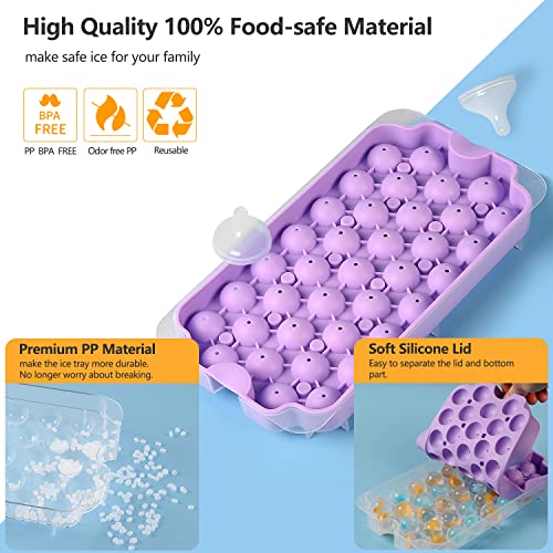 Upgrade Round Ice Cube Tray With Lid & Bin, Tinana Silicone Ice Ball Maker For Freezer, Easy Release Circle Ice Cube Tray With Container Make 74 Mini Ice Balls For Chilling Whiskey, Cocktail, Coffee #TOP5
