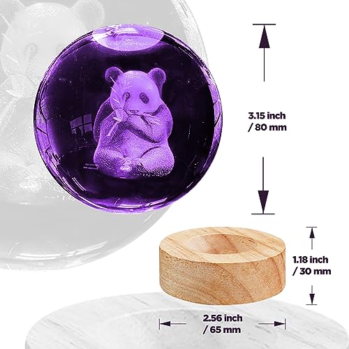 Image of 3D Panda Crystal Ball Night Light with 16 Color LED Wooden Base 3.15 Inch Glass Ball Lamps with Remote for Birthday Christmas Cute Panda Gifts for Lovers Boys Girls Friend (Upgraded)