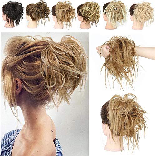 Tousled Synthetic Hair Wrap, Hair pieces Extension Bun Scrunchies messy Bun Updo Elasticated Ponytail Hair Scrunchies for Women Updo Scrunchy Curly