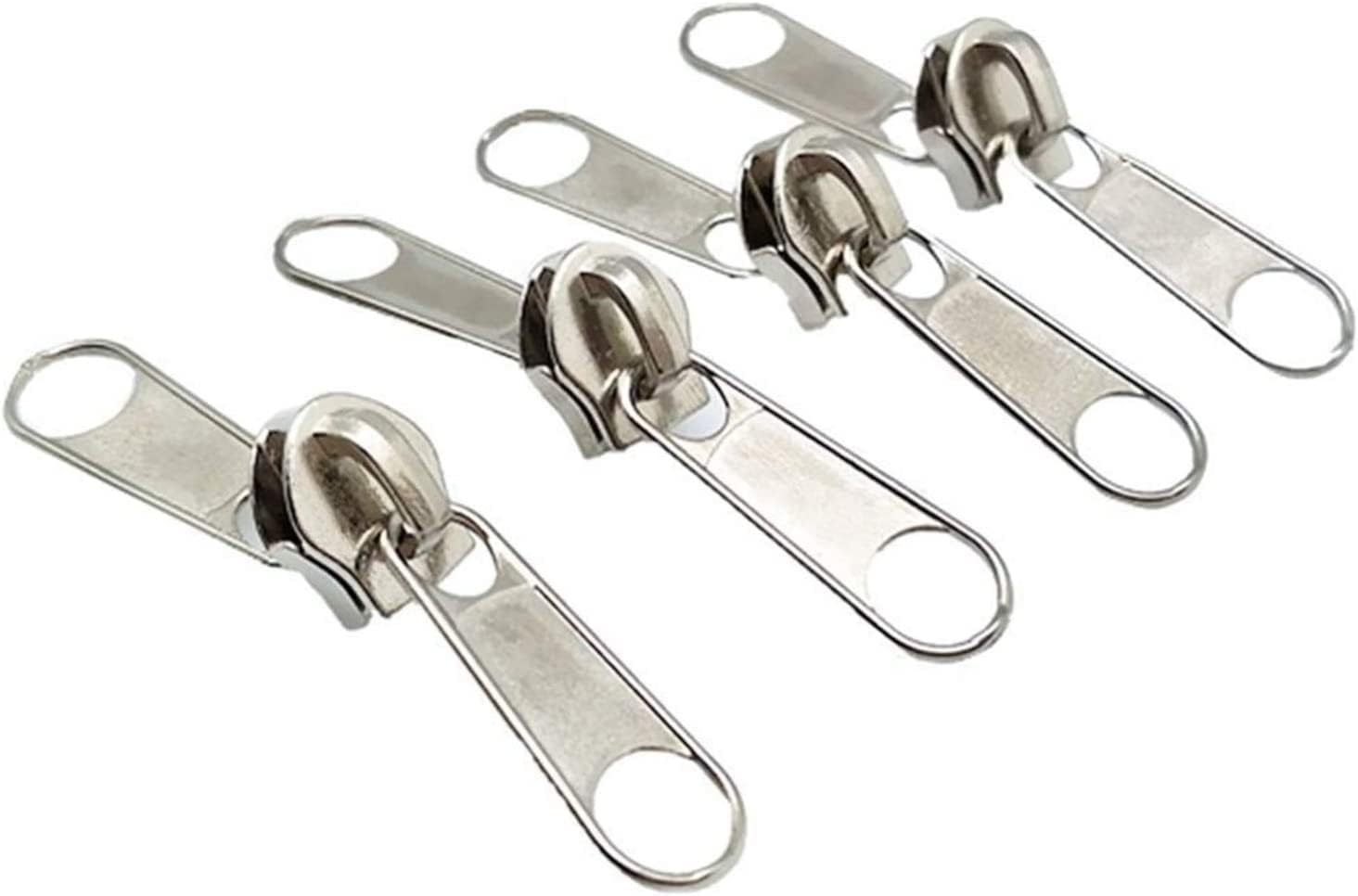 ナイロンコイルジッパーメタルジッパースライダーのプル 5 個のジッパープル交換ジッパー修理キットジッパースライダープルタブユニバーサ ジッパースライダー  5個セット ジッパーヘッド ジッパータブ ジッパープル 引き手 ファスナー スライダー 金具 チャック 部品 ... ジッパープラー、ジッパープルタブの交換、スライダーの交換、100PCS 5# メタルシルバー両面ナイロンヘッドプーラー DIY 手仕