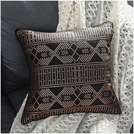 MILLSAWAY Outdoor Cushion Covers, Modern Look Hand-Woven with Geometric Pattern, 40 x 40cm(16 x 16') Decorative Square Cushion Cover for Couch, Sofa, Living Room, Bedroom (Black Copper)
