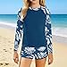 Girls Raglan Long Sleeve Rash Guard Boyshorts Swimsuits 2 Piece Bathing Suit UPF 50+ Swimwear for 6-15 Years