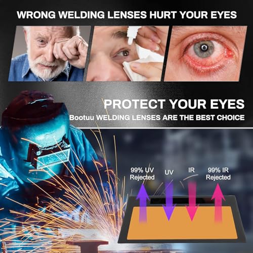Image of 【Shade 11】 Gold Auto Darkening Welding Lens 2x4 1 /4, Solar Energy Welding Lens, True Color Blue Welding Lens, 2x4 1 /4 Welding Lens Replacement for Standard Welding Hoods and Welding Helmets