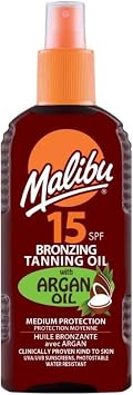Malibu Sun SPF 15 Bronzing Tanning Oil Spray with Argan Oil, 200ml