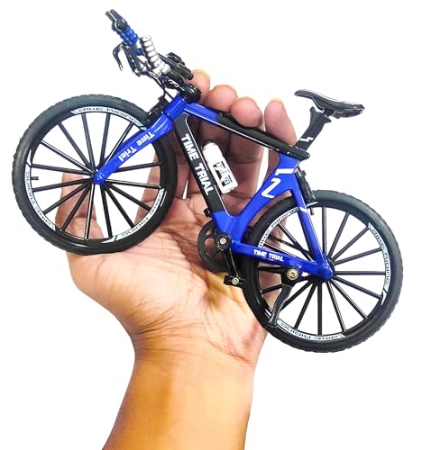 Image of VGRASSP 1:8 Scale Die Cast Racing Bicycle Toy for Kids - The Alloy Metal Off-Road Decorative Showpiece Realistic Design Bike Features Moveable and Rotating Handle, Wheels, Pedals (Blue)