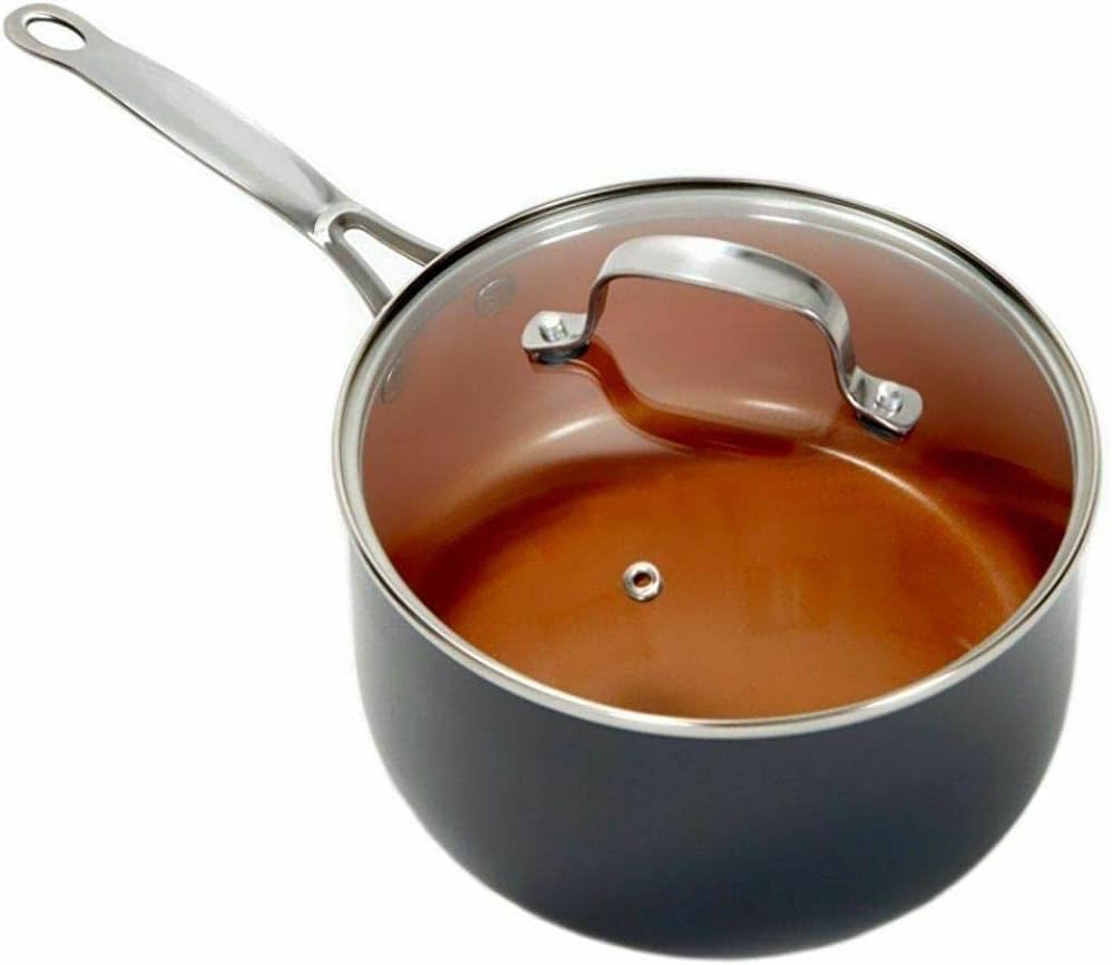 SensaitiN Ceramic and Titanium 3 Quart Sauce Pan with Glass Lid Padro SAUCE PAN