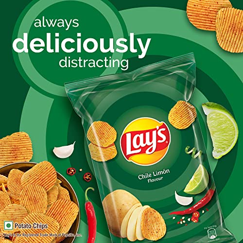 Image of Lay's Potato Chips , Chile Limon Flavour, Crunchy Chips & Snacks 52. 9 g [40 gram + 8 g extra ]+ 4.9 g ] /48gm /52gm /52.9gm (Weight May Vary