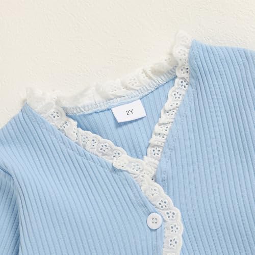 Toddler Tulle Dress and Cardigan Girl Strap Ribbed Tutu Dresses Long Sleeve Shrugs Casual Wear 2-6Y4