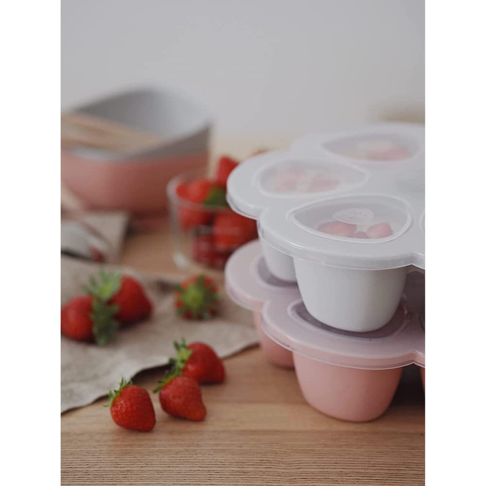 BÉABA, Multiportions Silicone de qualité premium, Résistance thermique extrême, Four et micro-onde, 6 alvéoles indépendantes, Couvercle hermétique, Fabriqué en Italie, 6x90 ml, Gris
