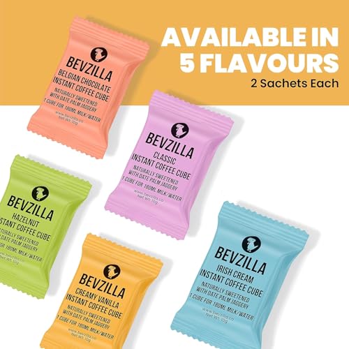Image of Bevzilla Instant Iced Tea Mix (10 Flavours, 30g Each) | Perfect for Summer + 10 Instant Coffee Cubes with Date Palm Jaggery, 5 Flavours, No Sugar, No Preservatives (Pack of 3)