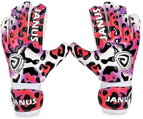 ATHPIK Goalie Goalkeeper Gloves for Kids & Youth Fingersave, pro Soccer Gloves with Grip, Football Goalie Gloves for Kids 8-12, Boys, Girls, Size 5/6/7(Pink Leopard,7)