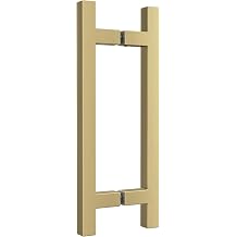 8" Square Shower Door Handle, Back to Back Shower Doors Handle, Compatible with 1/4" to 1/2" Glass Thick, Stainless Steel 304 Shower Doors Handles Replacement, Brushed Gold