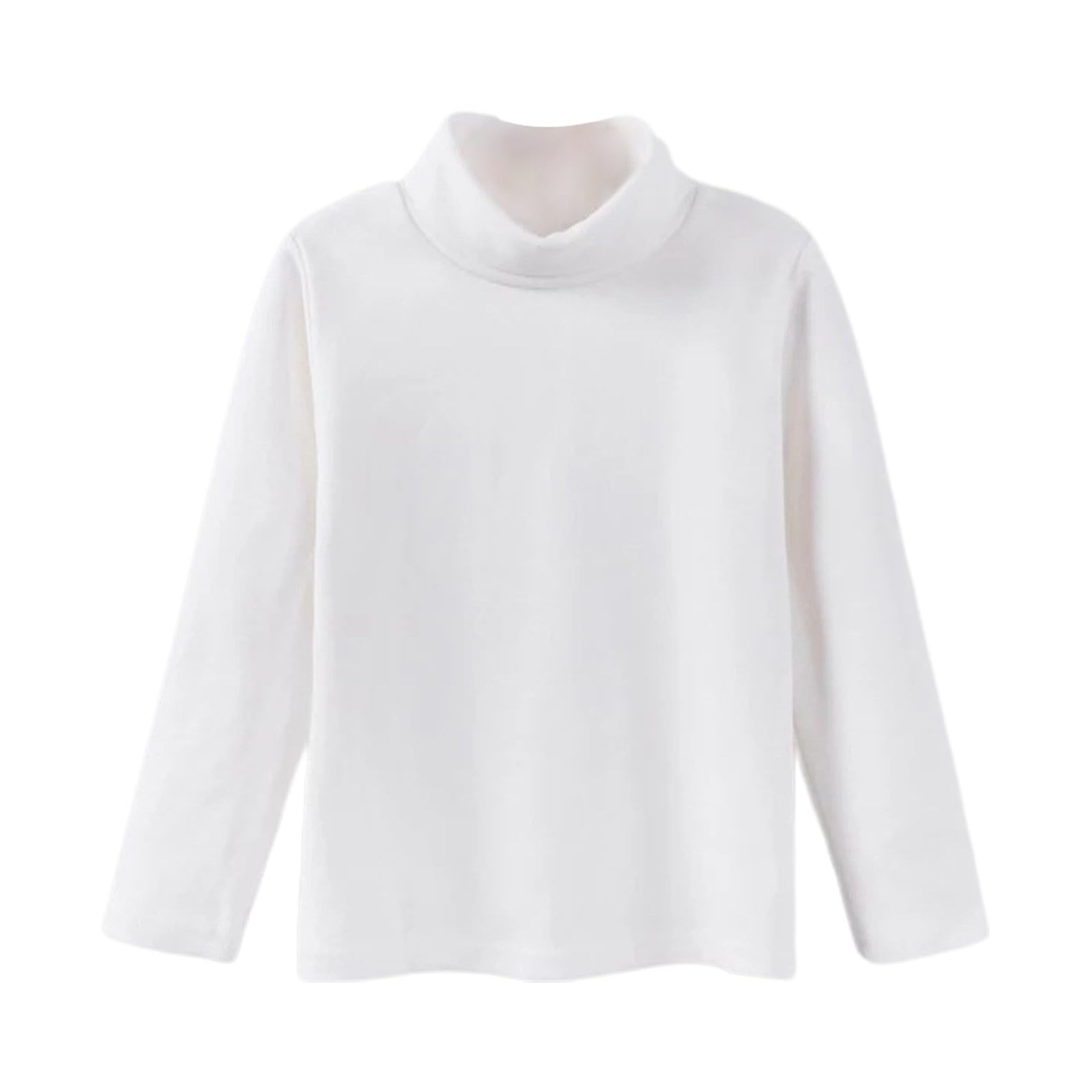 T-shirt à manches longues pour filles - Col roulé - Sous-vêtement thermique confortable et doux - Pour enfants - Couche de base unie - Pull décontracté