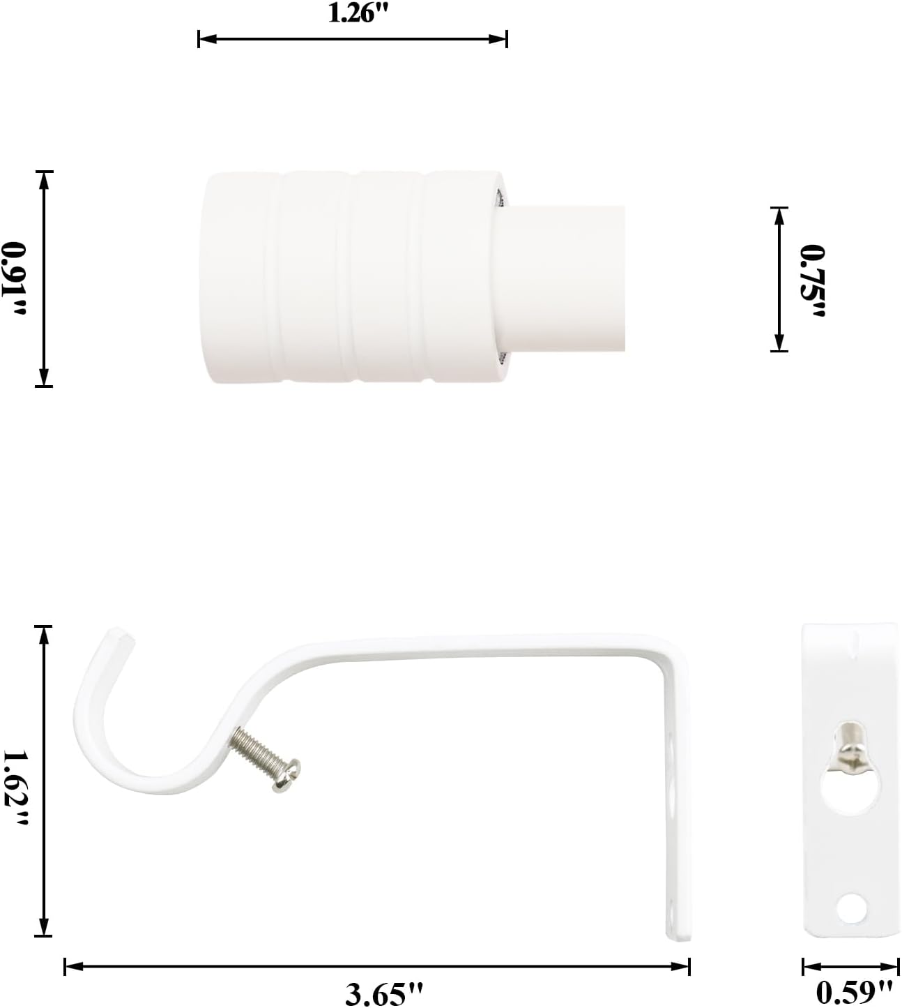 White Curtain Rods for Windows 30 to 122 Inch,3/4 Inch Curtain Rod Set For Indoor and Outdoor,Easy to Install