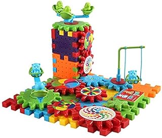 Wonka 81 PCS Gear Building Blocks Set Educational Toy Interlocking Learning Blocks Colorful Shapes Puzzle Funny Electric Bricks Motorized Spinning Gears for Children Kids Boys Girls