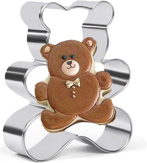 Crethink Teddy Bear Cookie Cutter - 1 Piece Teddy Bear Stainless Steel Biscuit Cutters Fondant Cake Decoration for Baking