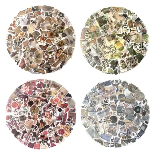 Maxleaf Vintage Washi Sticker Set, 400PCS Floral Retro Nostalgic Ephemera Stickers for Scrapbooking Journaling DIY Crafts Planner Diary Album Handmade Work Journal Envelope Gift Wrapping