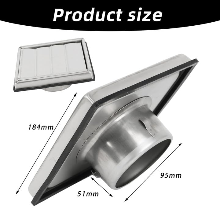 Ventilatierooster, 100 mm ventilatierooster, afsluitrooster, insectenbescherming, toevoerluchtrooster, met beweegbare lamellen, afdekking, afzuigkap, buitenwandmontage