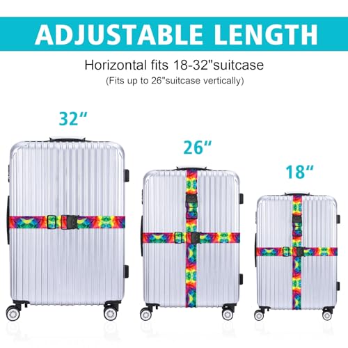 MOTONG 2 Stück Koffergurt-200CM Kofferband Verstellbare Rutschfestes, Kofferband Auffällig Personalisierte Zur schnellen Identifizierung Kofferbänder Kreuzgurt, Luggage Strap(Farbig)