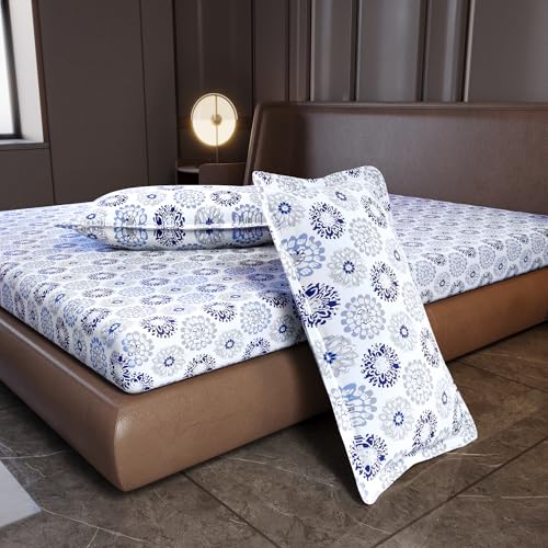 Divine Casa Sábanas de algodón de 144 hilos, tamaño King, con 2 fundas de almohada (270 x 270 cm)