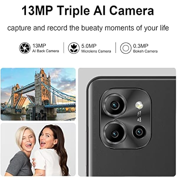 EL X80 6,82" HD Teléfono Móvil Libres Android 11 MTK Helio A25 Octa-Core 4GB RAM 64GB ROM 256GB Ampliables, Dual SIM 4G Smartphone Libre,Cámara con 13MP,5000mAh,OTG/GPS,Huella Digital,Face ID-Negro