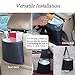 HerMia Hanging Car Trash Can Bin, Garbage Can PU Leather, Waterproof Litter Auto Trash Can for Travelling, Outdoor, and Vehicle (Black)