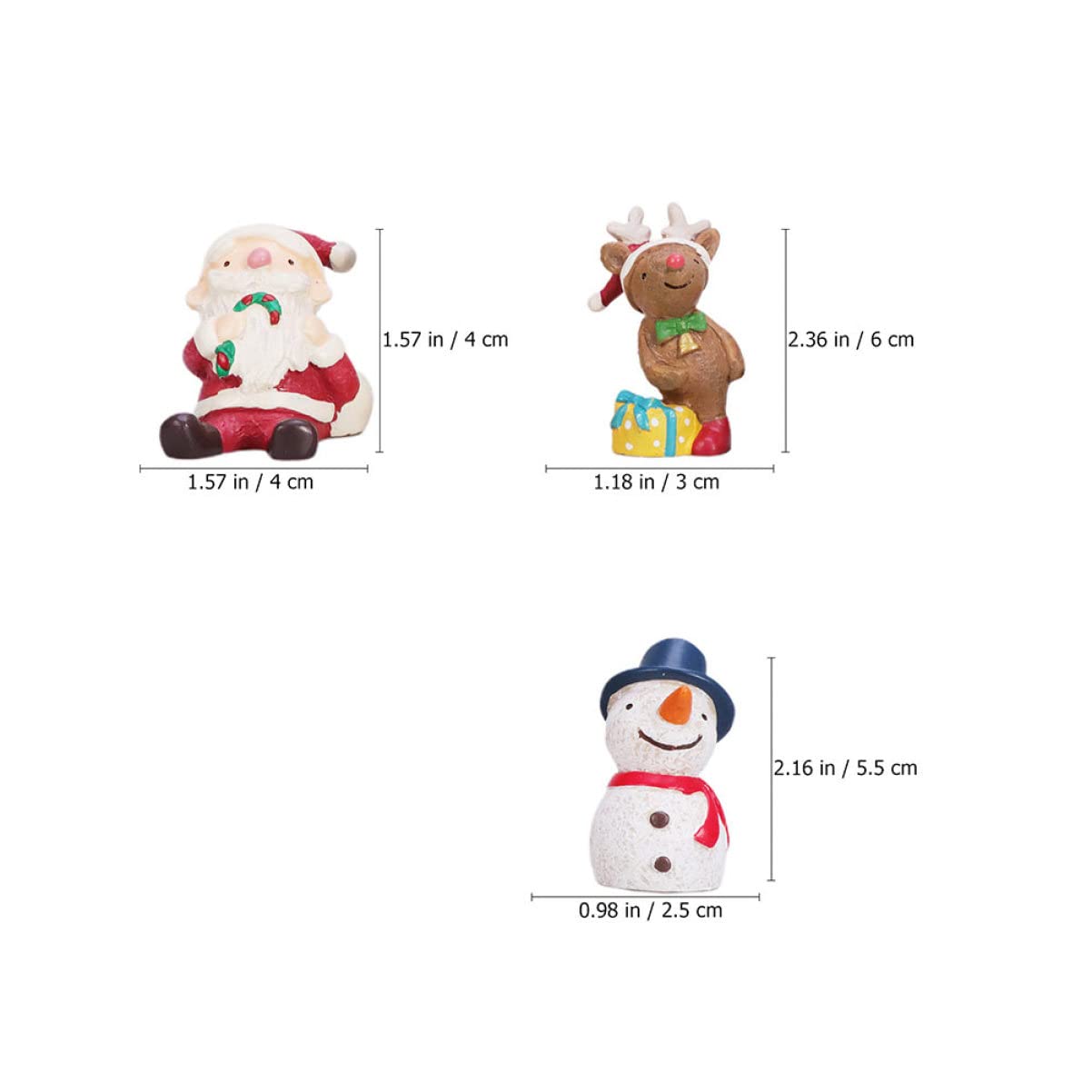 Alipis 4pcs Small Xmas Scene Resin Crafts Adorable Christmas Ornaments Unique Decorations for Holiday Parties Home Decor Includes Reindeer Santa Lamb Snowman