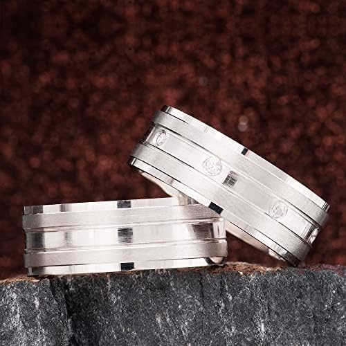 6 mm Ehering-Set 14 Karat vergoldet Paar passendes Ehering-Set Personalisierte Mann und Frau Silber-Ehering-Set