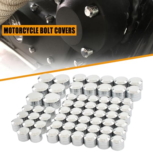 Image of Motorcycle Bolt Covers Head Bolts Engine Toppers Caps Kit for Harley 2017-2025 Touring Road King Street Glide Electra Road Glides 2018-2025 Softail Fatbob Breakout (Chrome)