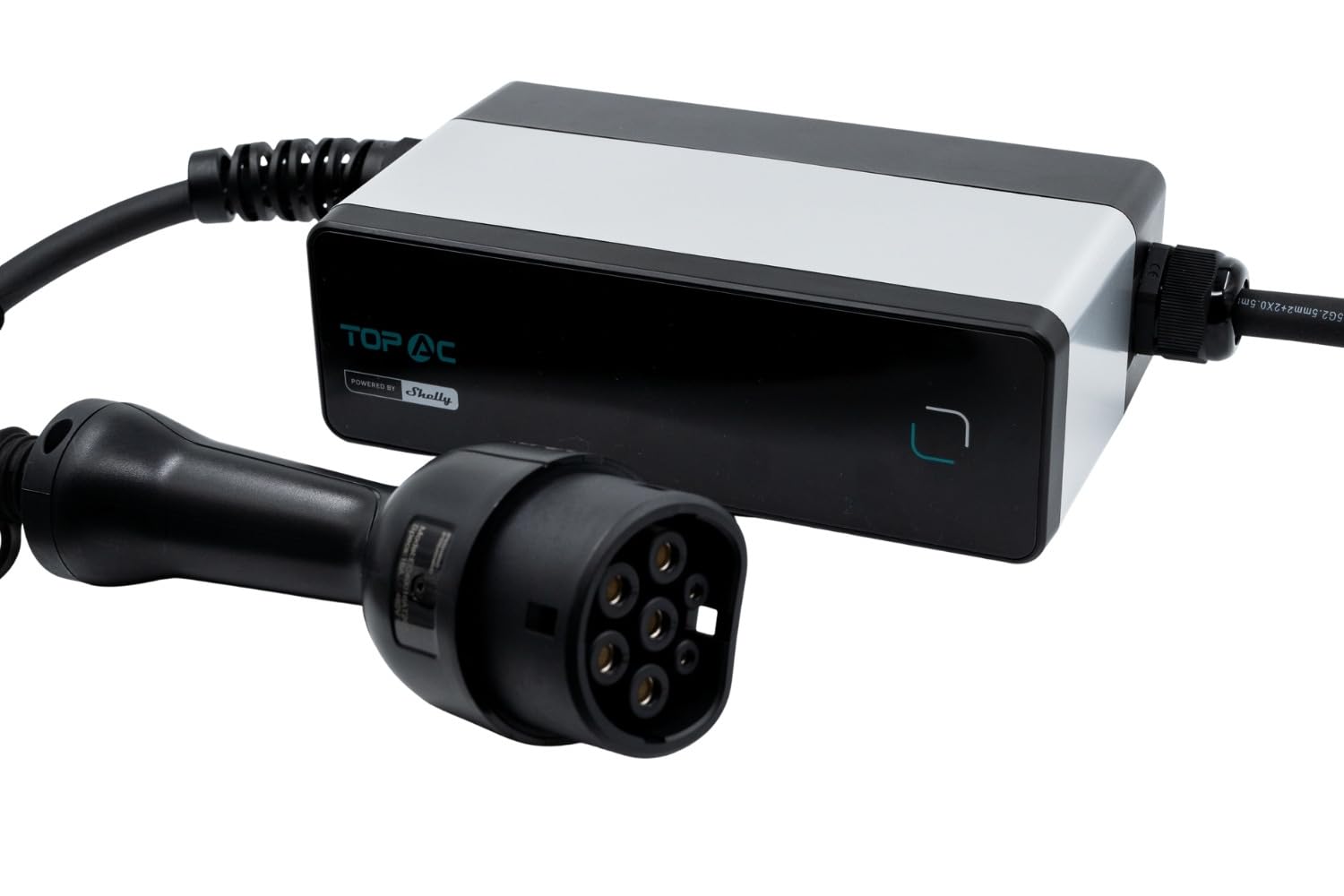 TopAC Portable EV charger 11kW EVE01-​11R - Chargeur de voiture portable intelligent Wi-​Fi et Bluetooth, prise CEE, 16 A, Protection IP65, courts-​circuits et surtensions, Commande à distance Shelly app