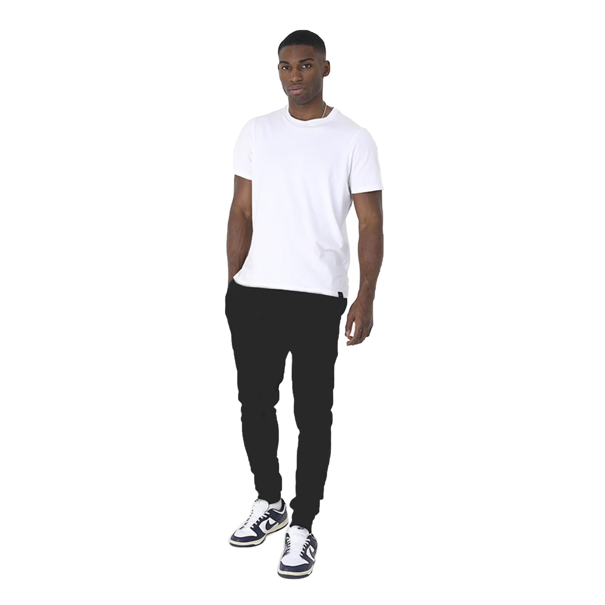 BRAVE SOUL Mens Joggers Regular Fit 100% Polyester Comfortable Casual Sweat Pants for Men UK, Black, Size- XL